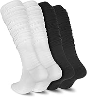 Dingcooler Scrunch Football Socks 2 Pack - Extra Long Padded Sweat-Wicking Athletic Socks for Men & Women