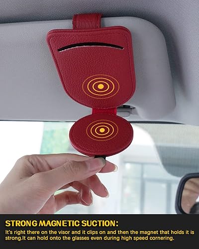 Miniatura 6 de YONGMING Soporte universal para documentos de gafas de sol para automóvil, visera de cuero, clip para gafas de sol para automóvil, soporte universal