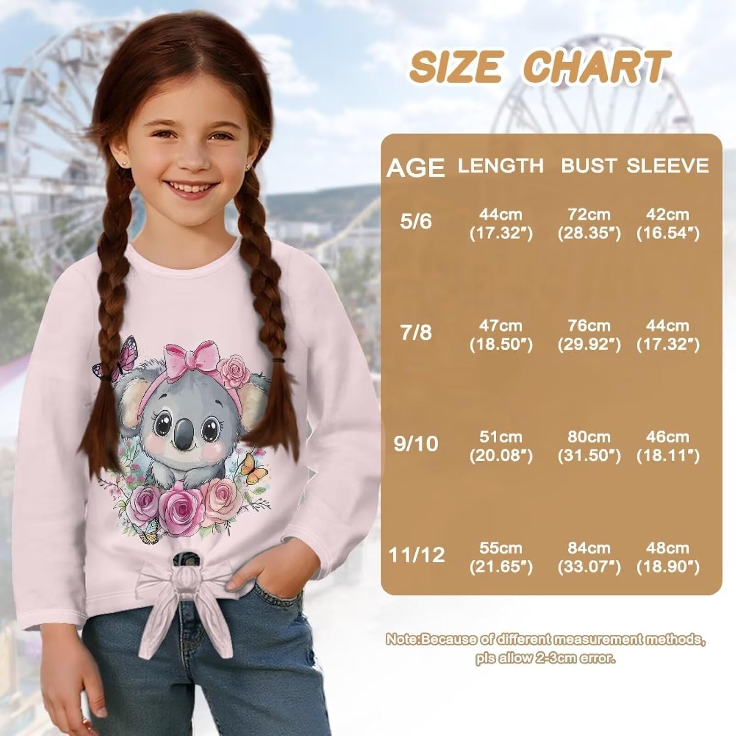Girls Long Sleeve Shirts with Tie Hem Casual Tops Pullover Round Neck Basic Tees Kid Fit Blouses 5-12 Years
