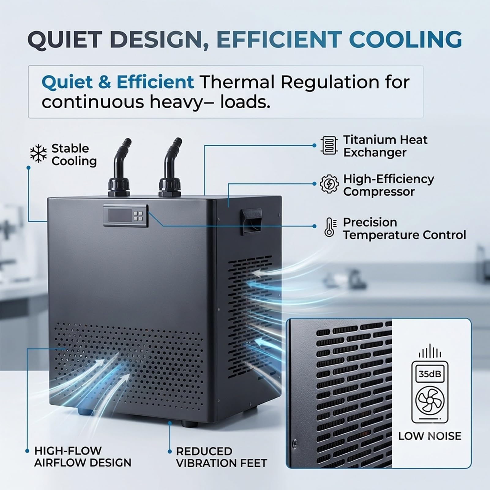 Sistema Refrigeración para Acuario 300L 1/3 HP,79 Galones Unidad Enfriamiento para Hidroponía,Axolotl,Corales,Agua Salada,Tecnología Enfriamiento,Precisión