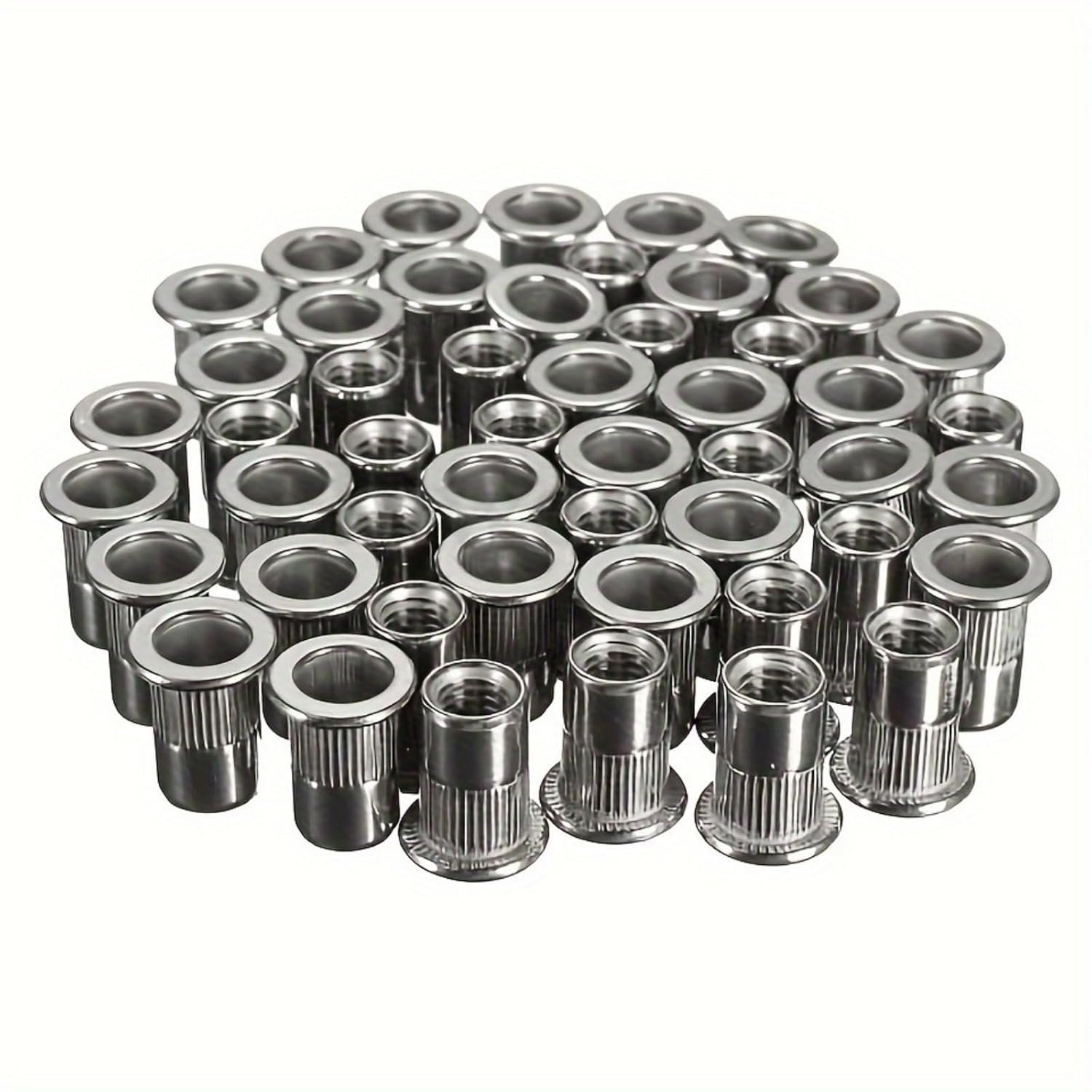 165 Pcs Metric Rivet Nut Kit, Aluminum Flat Head Threaded Insert Nutsert Assortment (M3 M4 M5 M6 M8 M10 M12), Knurled Body Rivnuts for Automotive, Furniture & DIY Projects (Rivet Gun Not Included)