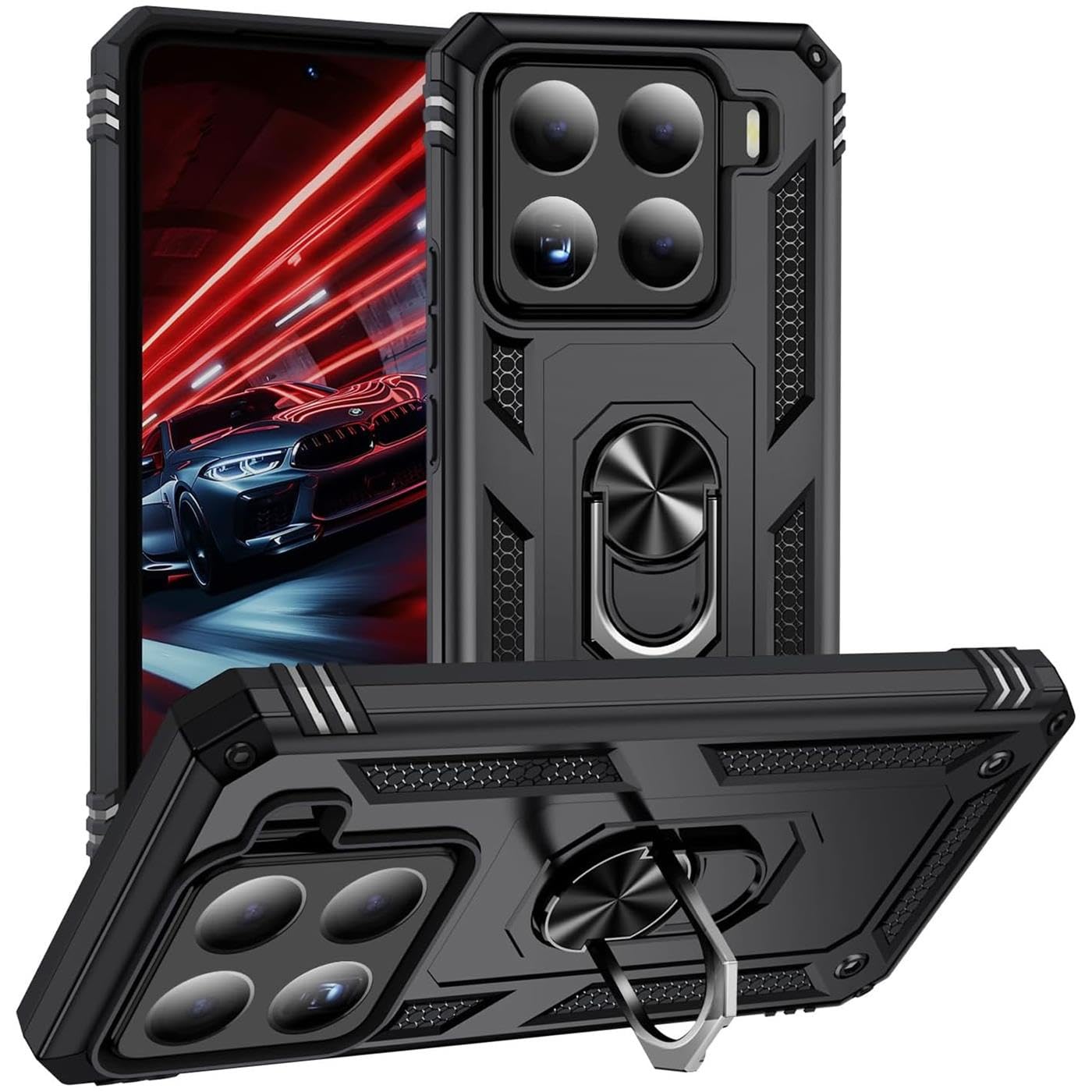 Verco Hybrid Armor Shield Case do Xiaomi 15, bardzo wytrzymałe, z magnetycznym uchwytem na palec, etui na telefon komórkowy do Xiaomi 15 5G, etui pancerne, czarne