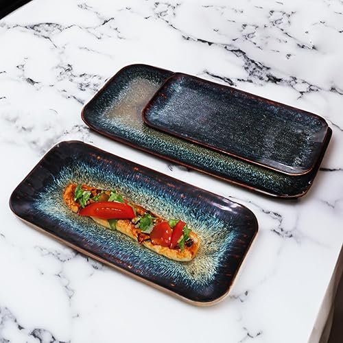 Miniatura 5 de Juego de 2 platos llanos de porcelana, plato principal para carne, pan, risotto, pasta, ensalada, apto para microondas, horno y lavavajillas,