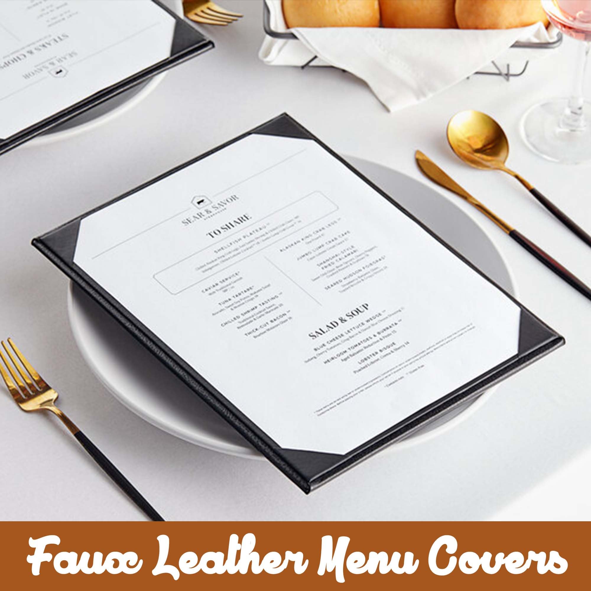 Prestine Menu Covers Made of Premium Faux Leather (10-Pack) - 8.5