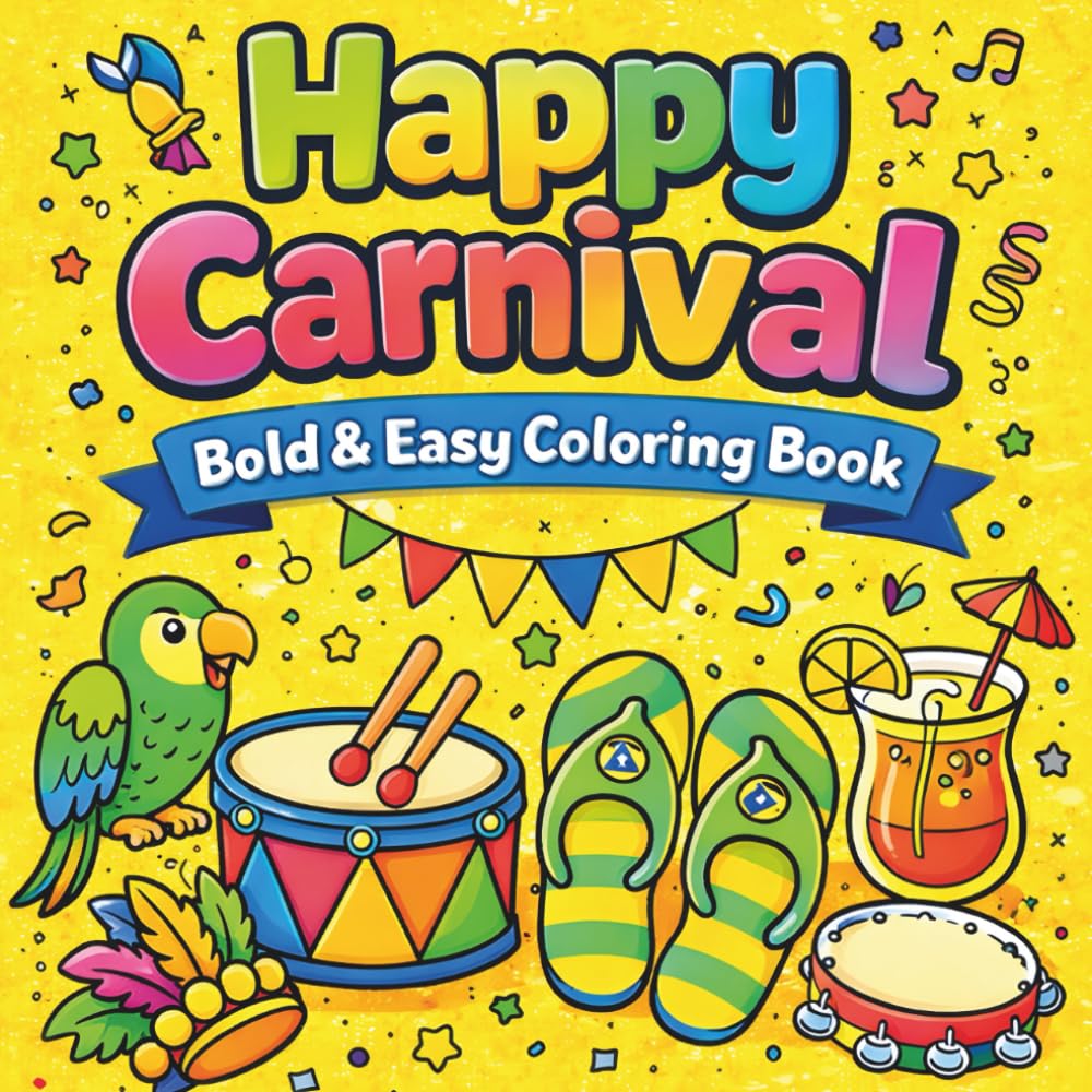 Happy Carnival: Bold & Easy Coloring Book for all ages