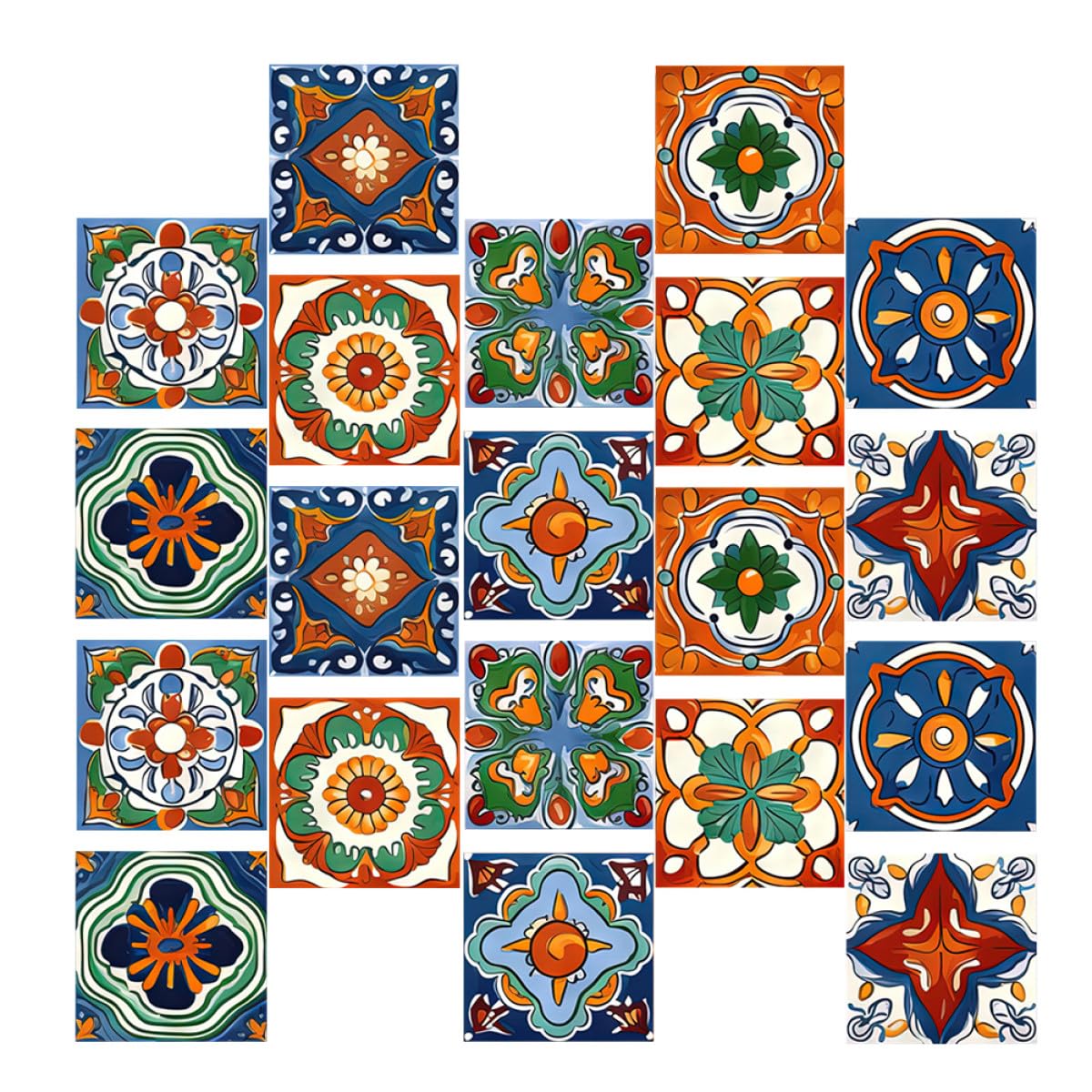 Autocollants muraux marocains 20x20 cm imperméables pour carrelage cuisine et salle de bain x20