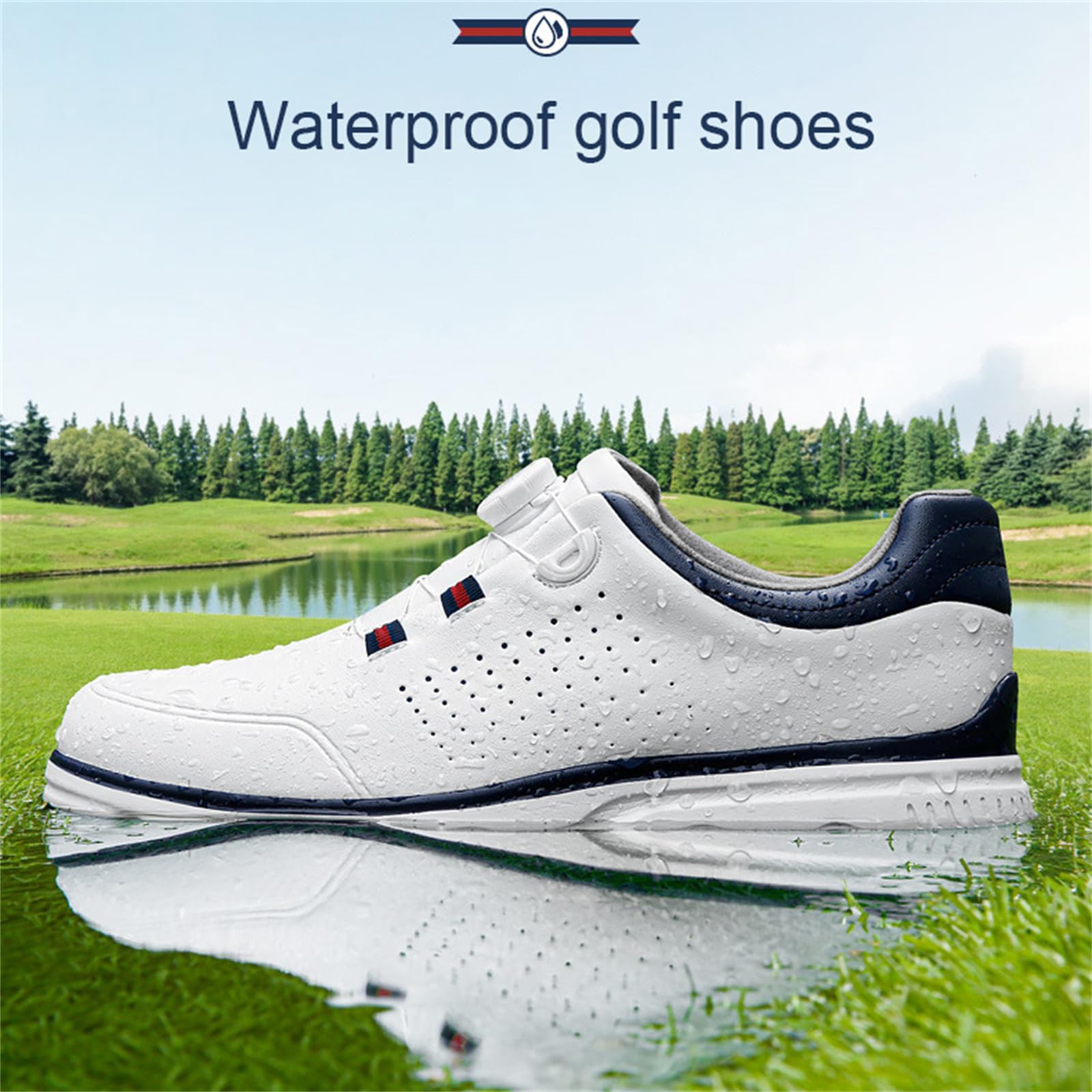 JiuQing Męskie buty golfowe bezkolcowe wodoodporne wygodne skórzane buty golfowe do chodzenia na świeżym powietrzu