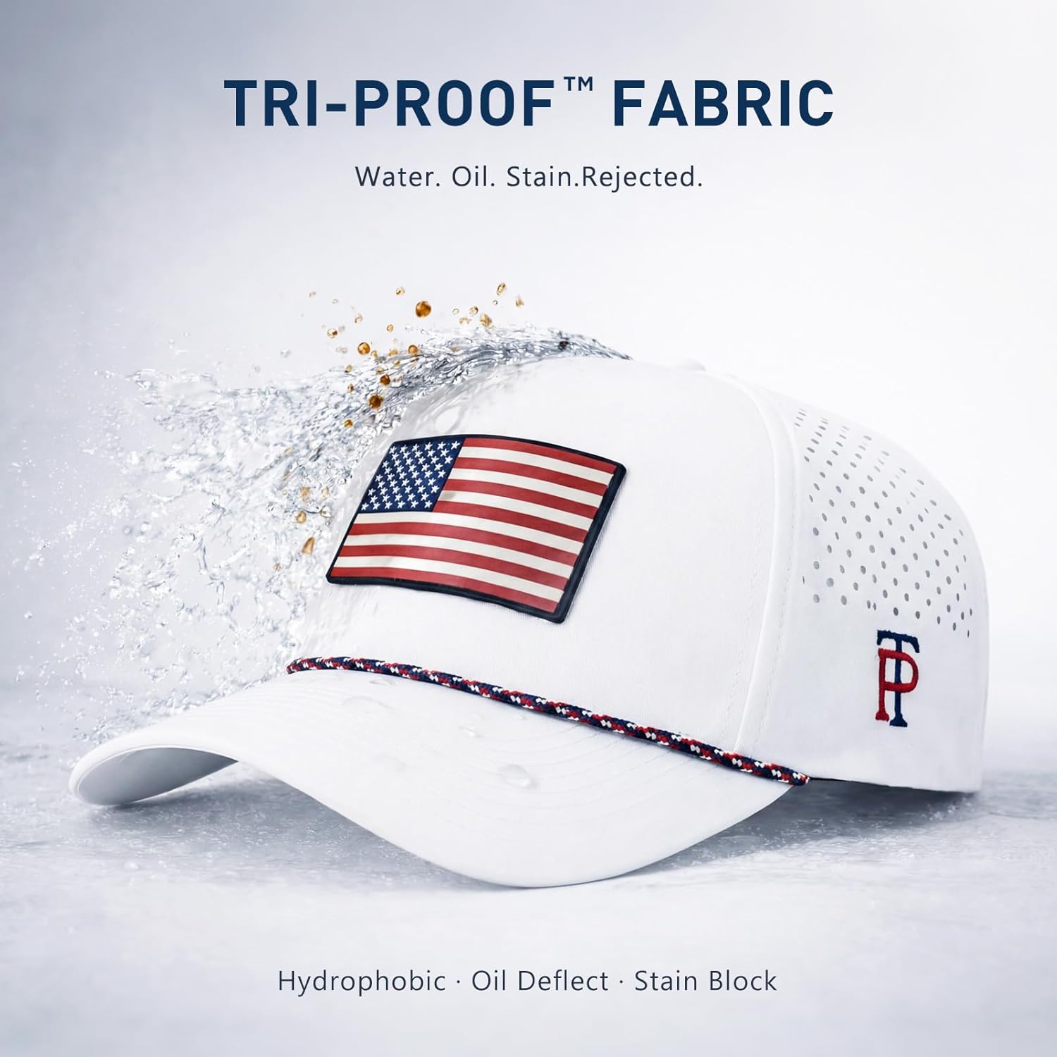 TOP-EX UVCoolix™ Performance Rope Hat Water-Resistant Beathable Baseball Cap Men Golf Workout Hat Snapback Laser Perforated
