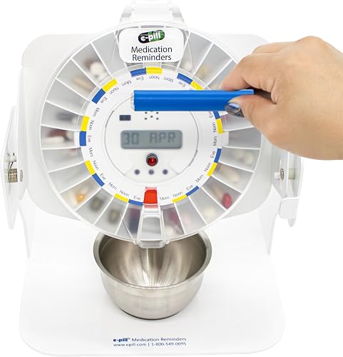 e-Pill MedTime Station Locked Automatic Pill Dispenser | 28 Compartments, 6 Alarms for Seniors & Dementia Care
