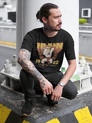 Miniatura 3 de Camiseta de Masters of The Universe con texto en inglés "He Man I Have The Power '82" para adultos, de manga corta, con figura de acción, camisetas