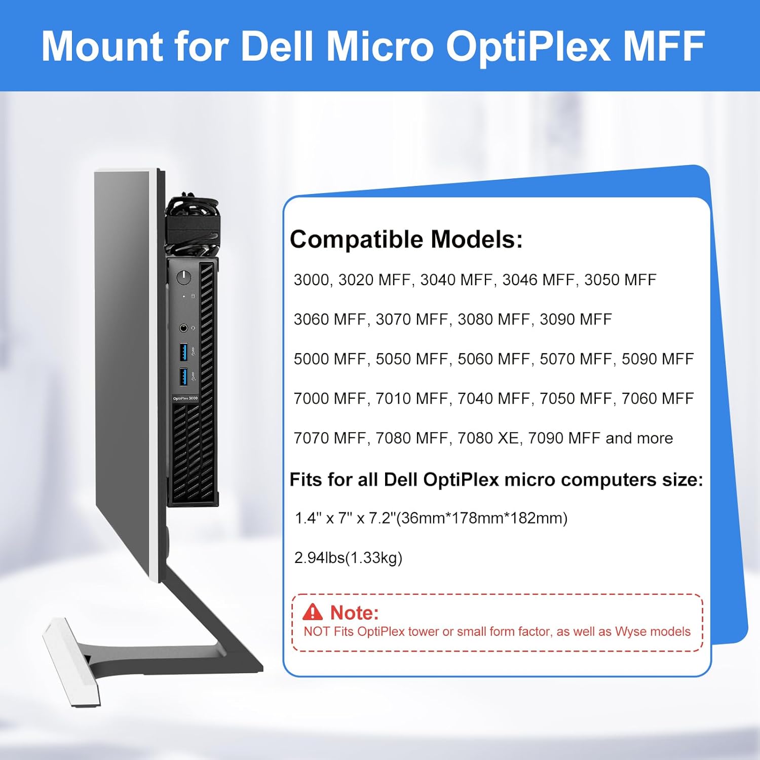 2 Pack Mini PC Mount for Dell OptiPlex Micro Form Factor Case Wall VESA and Under Desk Mount for Dell MFF 7080 5070 3000 7060 7090 7010 3060 3040 3046 3050 3090 7080XE Micro PC Mounting Bracket