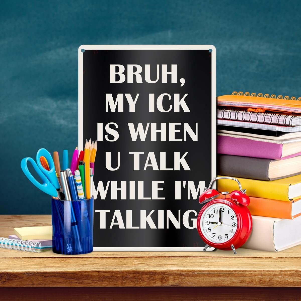 Funny Classroom Sign Wall Decor, No Talking High Middle Classroom Metal Tin Sign Decoration Math English Science Class Teacher Gift 8" x 12" image 5