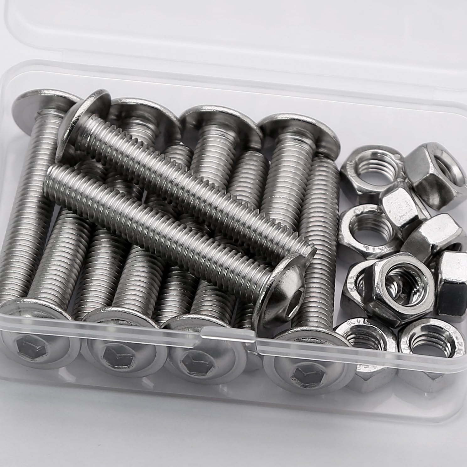 (10 pcs) M8 x 50mm Hex Socket Screws with Flange and Nuts Set 304 Stainless Steel Pan Head Screws, silver tone, M8x50mm (10 Pieces) - Image 3