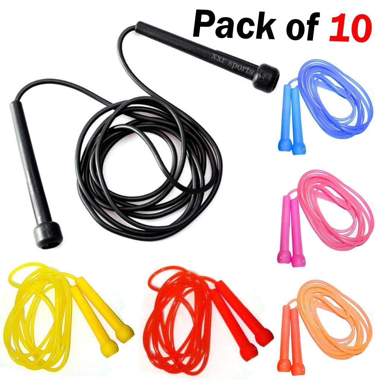 Plastic Skipping Rope Jump Jumping Speed Rope Exercise Fitness Rope 9-ft Gym Fitness Accessory (Pack of 10)