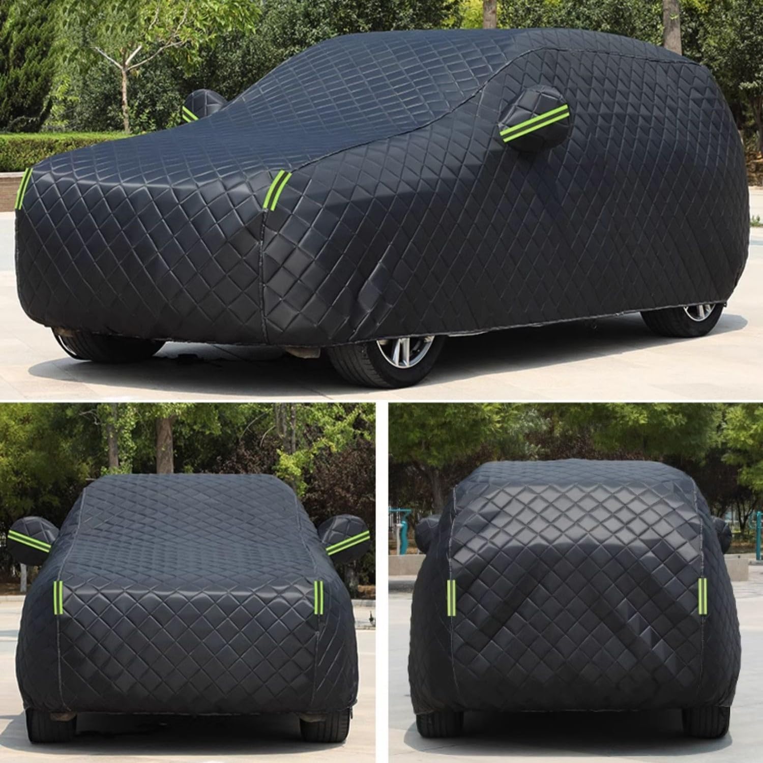 Hagelschutzplane Auto für MG ZS Hybrid+ Auto Abdeckplane Outdoor Autoabdeckung Hagelschutz Auto Schneefest Regenfest Staubdicht UV Beständig Und Reißfest,Schwarz-Full Car Cover