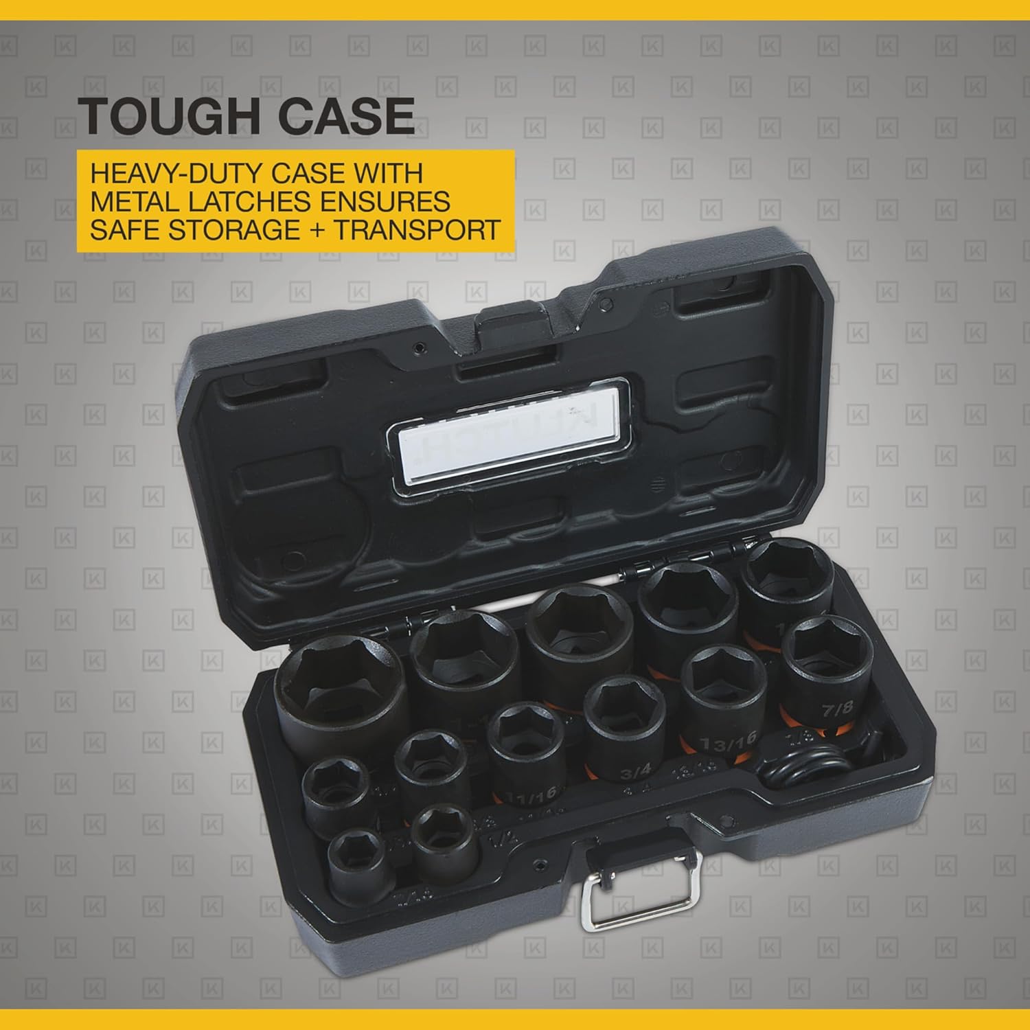 Klutch 1/2in.-Drive Impact Socket Set, 13 Pcs., SAE, Chrome Molybdenum