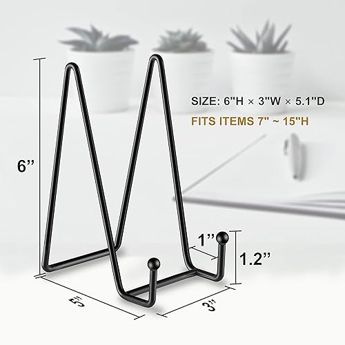 Miniatura 2 de Soportes para placas, paquete de 3 soportes de placa de 6 pulgadas, soporte de marco de metal para soporte de exhibición de libros, caballetes para