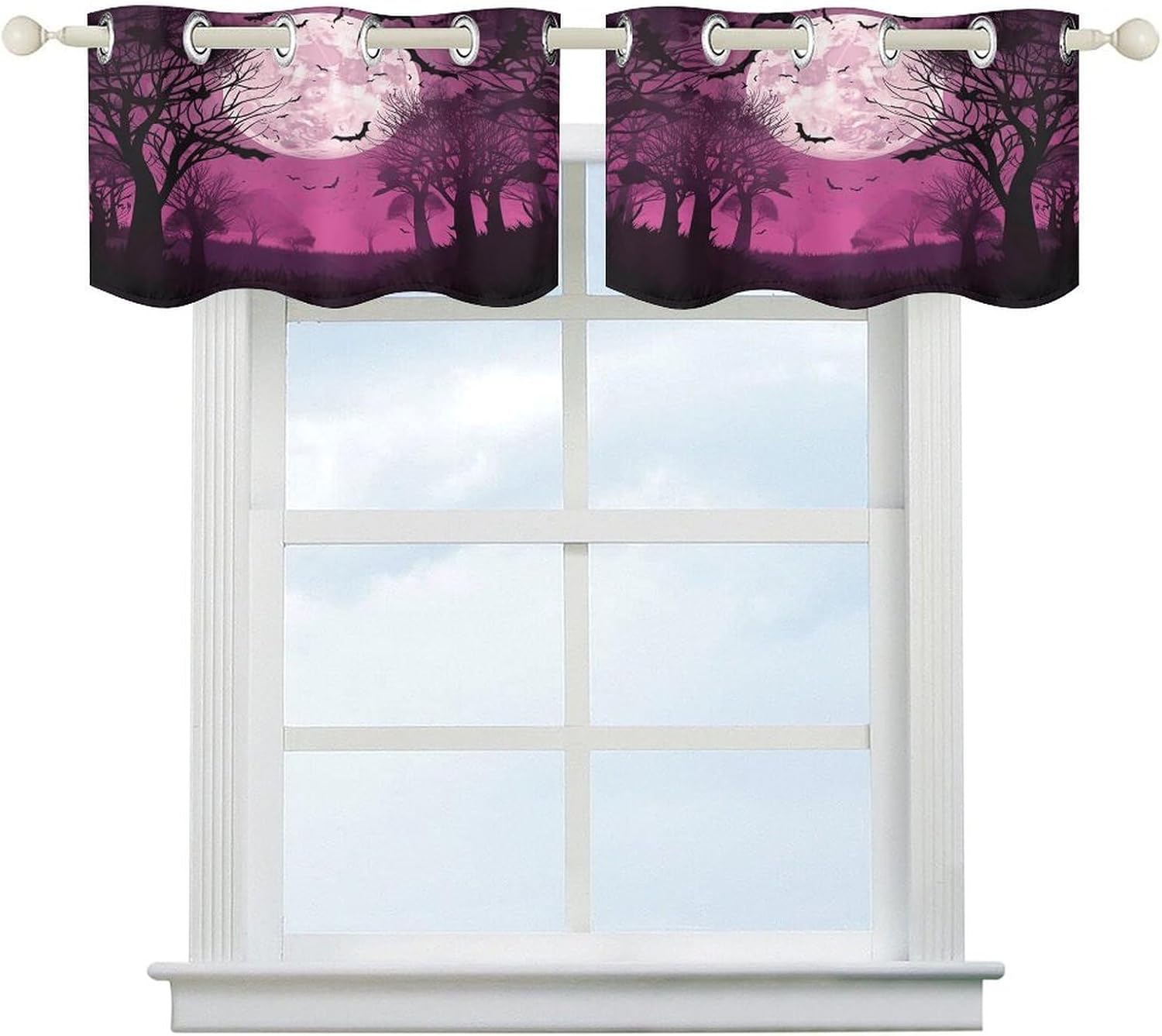 Purple Moon2 2 Pack Valance Curtains Window Treatments. Adjustable Curtain with Rod Pocket.Cafe Curtains is Half Curtains for Privacy Decorative 52x18.1 Inch.