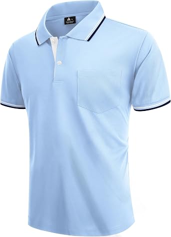 SECOOD Pocket Polo Shirts for Men Short Sleeve Moisture Wicking Golf Polo Mens Polo Shirt Summer Tennis Business Wear