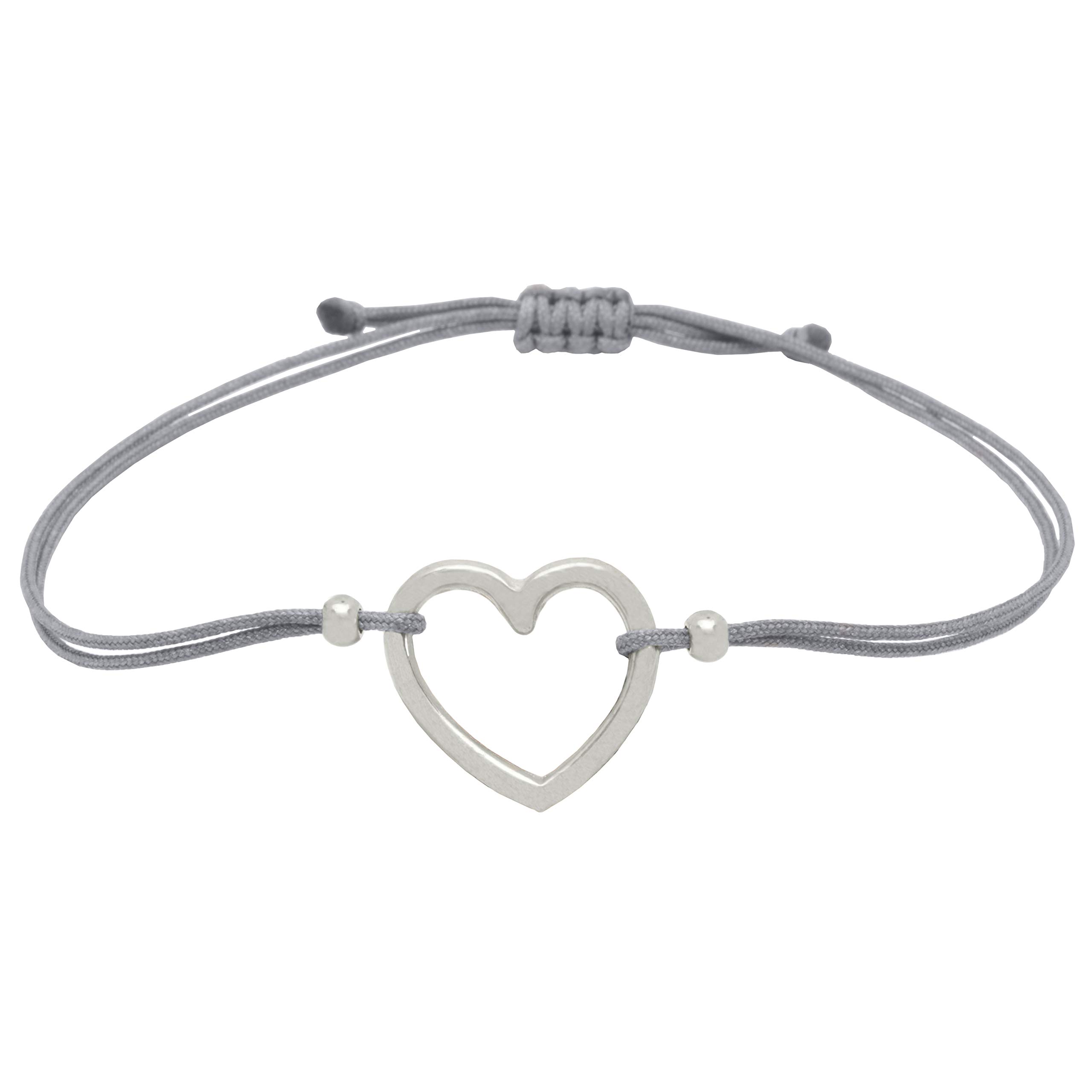 Selfmade JewelryHeart Bracelet in Silver – Grey Selfmade Jewellery Bracelet – Handmade – Adjustable Jewellery with Gift Packaging Purple Jewellery Bag