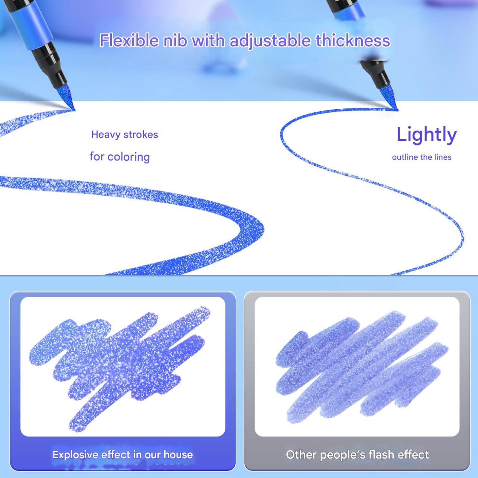 1 Set glitzernde Acryl Marker, flexible Spitzen, wasserfester Marker für kräftige Farben und schimmernde Effekte beim Basteln, Zeichnen, Gel Szintillat Marker