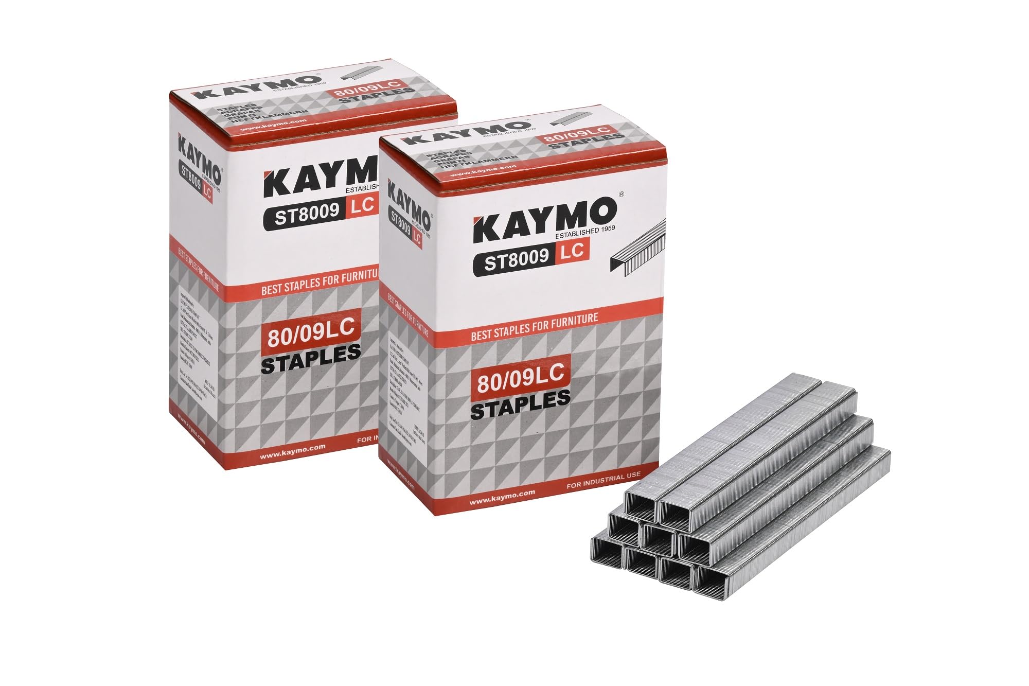 Kaymo ST8009LC Staples | 9mm Length | Pack of 2 (15,000 Pins) | For Upholstery, DIY, Woodworking