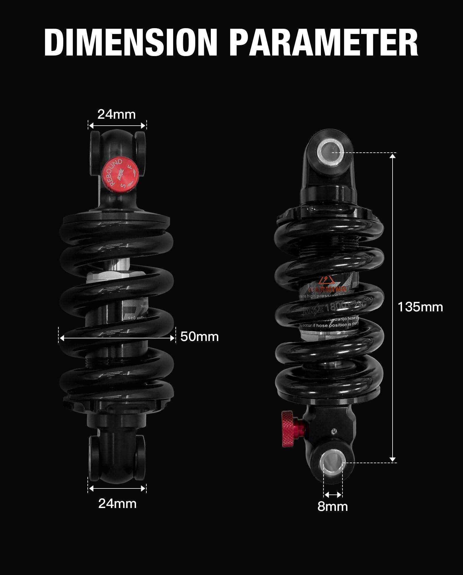 Ressorts d'amortisseur réglables KKE de 135 mm (2 pièces) Compatible avec Teverun Fighter Mini/Fighter Mini PRO, Ressorts de suspension d'amortisseur robustes accessoires d'origine