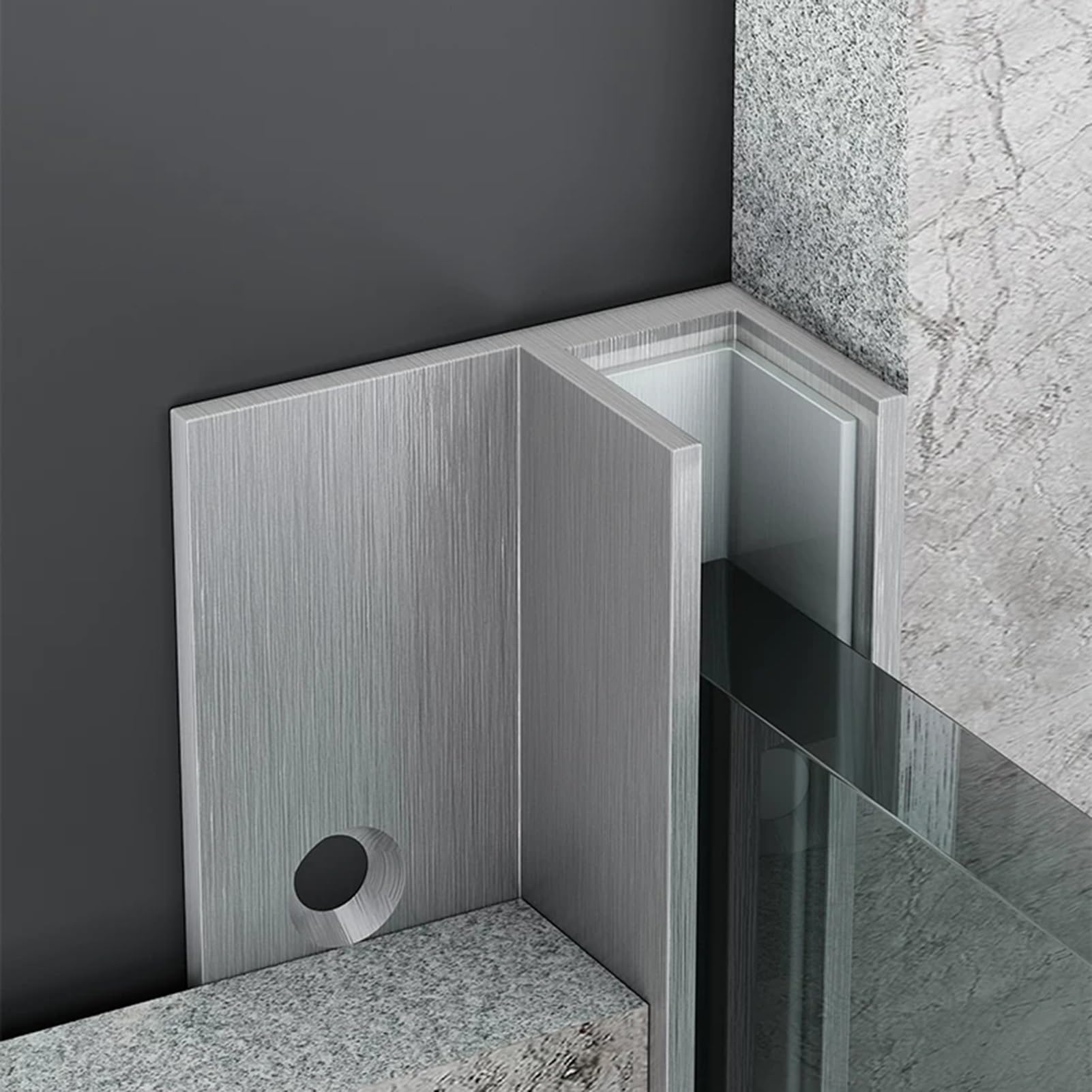 F-Shaped Deep U Channel Shower Glass Trim, 2 mm Heavy Duty Shower Door Edge Guide, Metal Retainer Slot Embedded Profile with Hole, for Spa/Kitchen(214cm(84in))