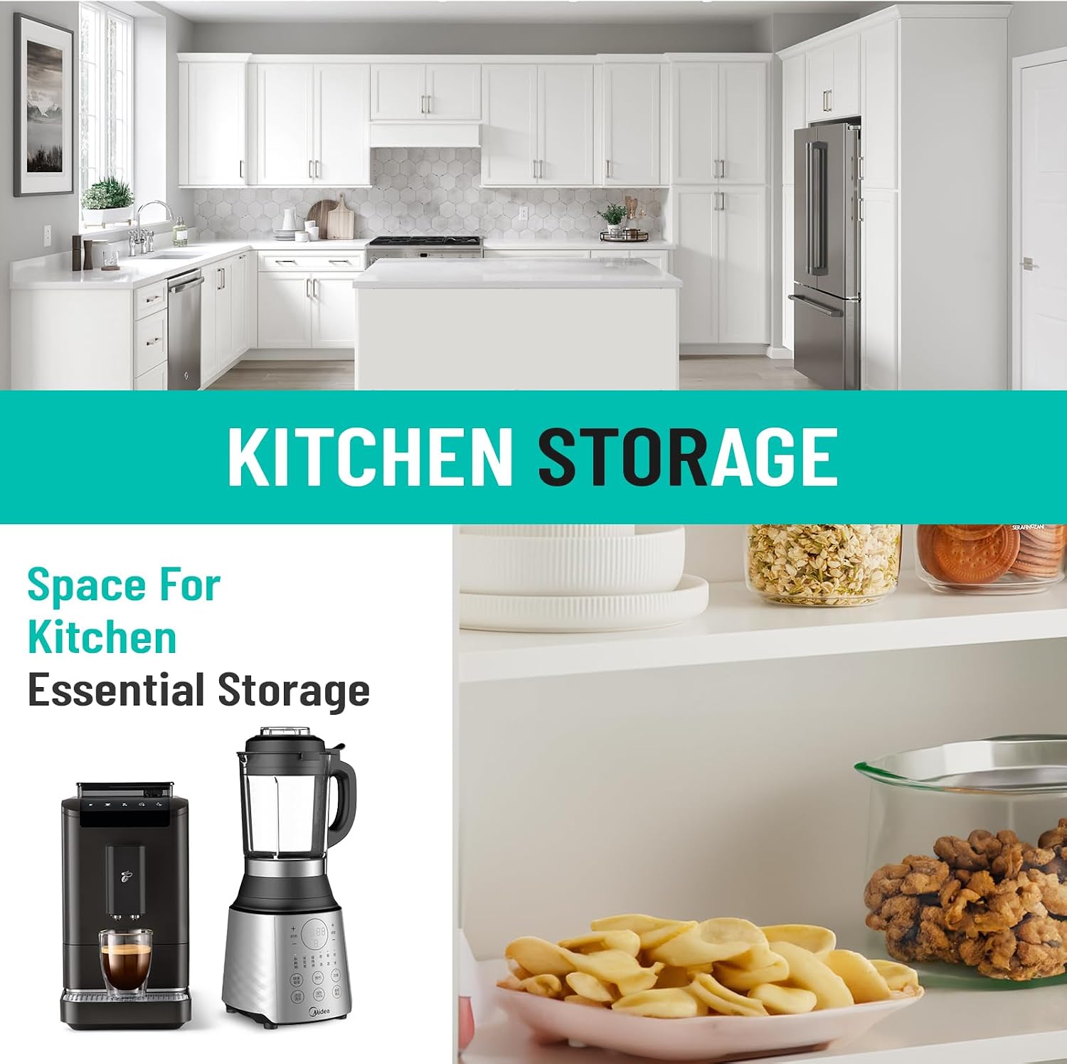 Tall Storage Cabinets, Slim Pantry Cabinet, 2 Portion Pantry Cabinet, 2 Doors, 4 Adjustable Shelves, White Shaker, Painted, RTA, Unasssemble, Soft Close (White, 18" W X 84" H X 24" D)