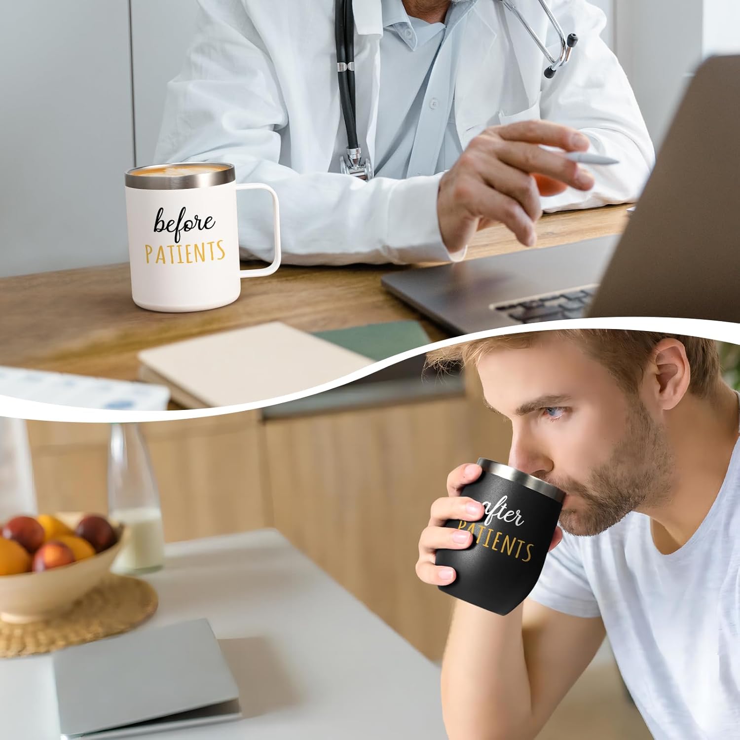 Gtmileo Before Patients After Patients Set, Nurse Gifts for Men, 12oz Stainless Steel Insulated Coffee Mug Tumbler Gifts Set for Nurse Doctor Therapist Dental Physician Hygienist Medical RN - Image 7