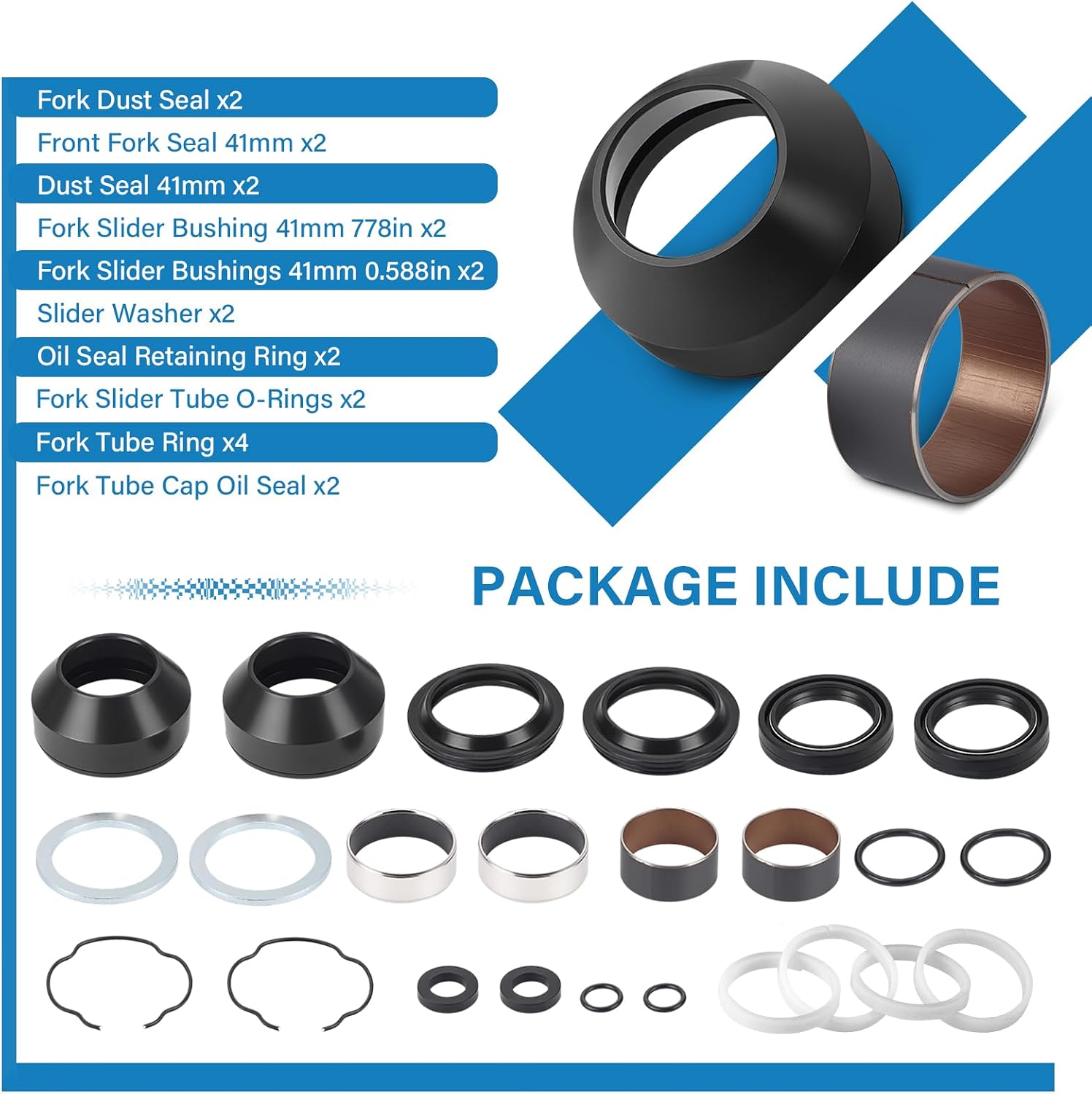 41mm Front Fork Leg Rebuild Kit for FXDWG FXS FLS FLTRX FLHX Softail Standard Wide Glide 1991-2017