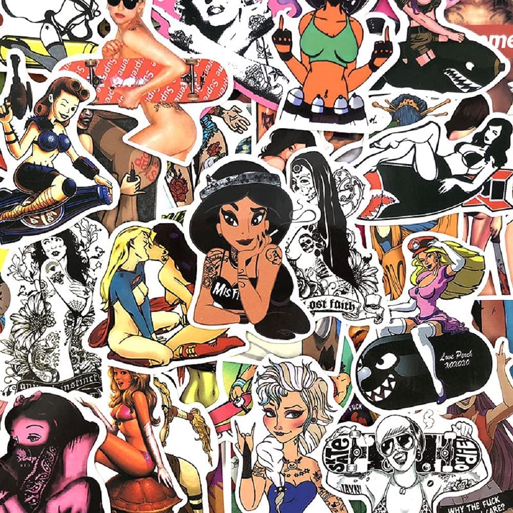 Snapklik.com : Sexy Girl Stickers Pack 52pcs Vinyl Waterproof Sticker ...