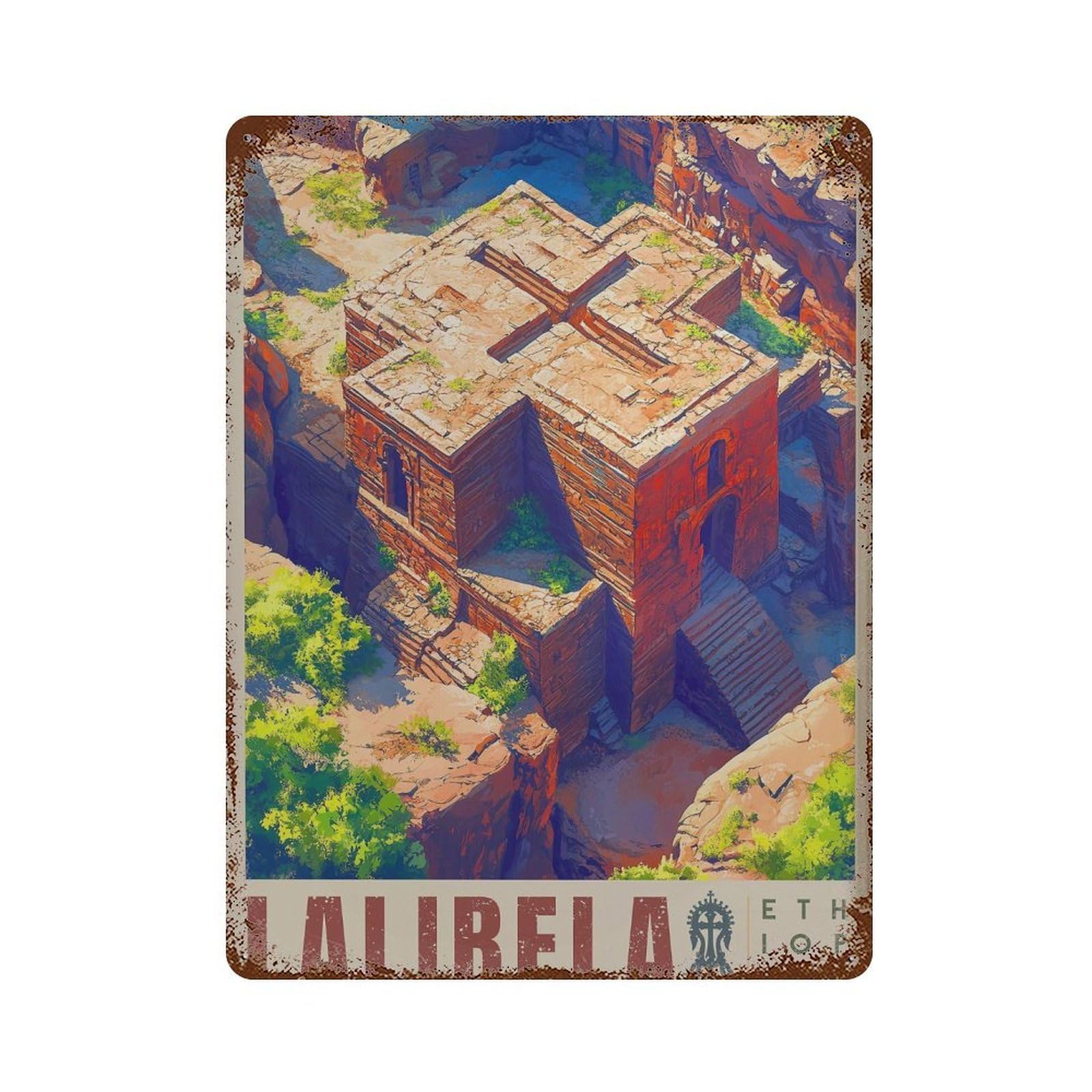 xiaoxiaoshen Lalibela Ethiopia Travel Stone Churches (3) Wall Decor Art Metal Tin Poster Modern Home Decor Art Home Bar Shop Decorations Vintage Sign 40x30cm