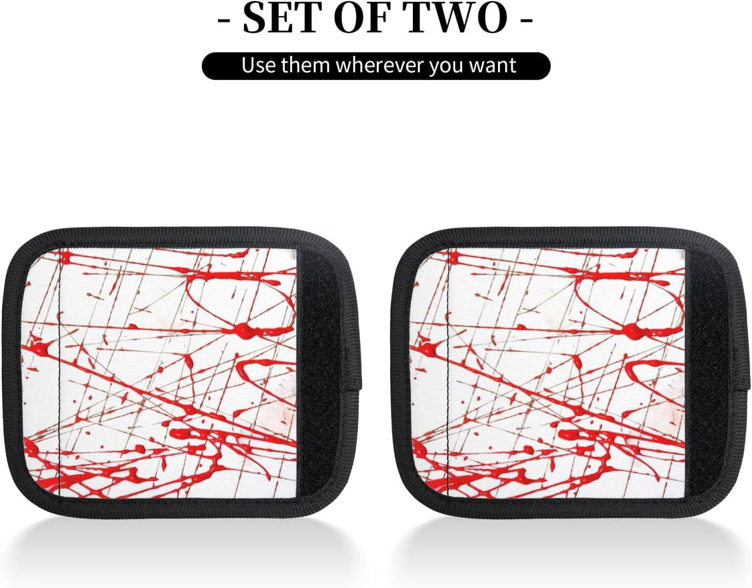 Red Paint Art Print Luggage Handle Wraps Luggage Identifiers Soft Neoprene Luggage Handle Wraps for Suitcase Trolley Handle Grip Cover 2 Pack Luggage Tags