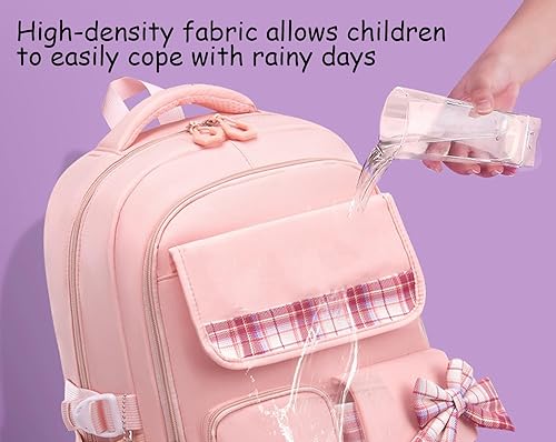 Miniatura 3 de dKargo Mochila para niñas para escuela primaria  5 piezas Kawaii para niños, linda mochila escolar a cuadros para estudiantes adolescentes, Tartán