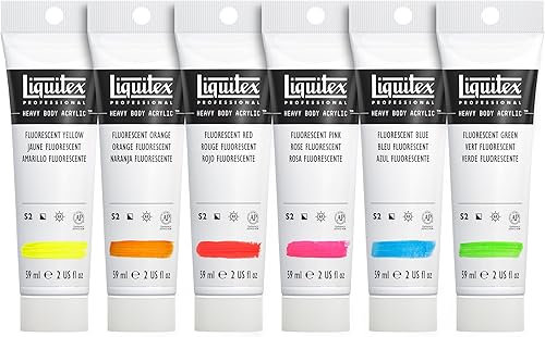Miniatura 4 de Liquitex Pintura acrílica profesional de cuerpo pesado, 6 x 2.0 fl oz (2 oz), juego de colores fluorescentes