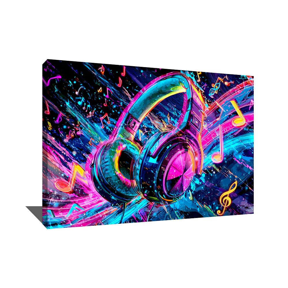 Quadro musicale elettronico – Decorazione studio registrazione – Cornice stampa cuffie audio – arte da parete sonora moderna – Idee Deco camera da letto musicista (60 x 40 cm)
