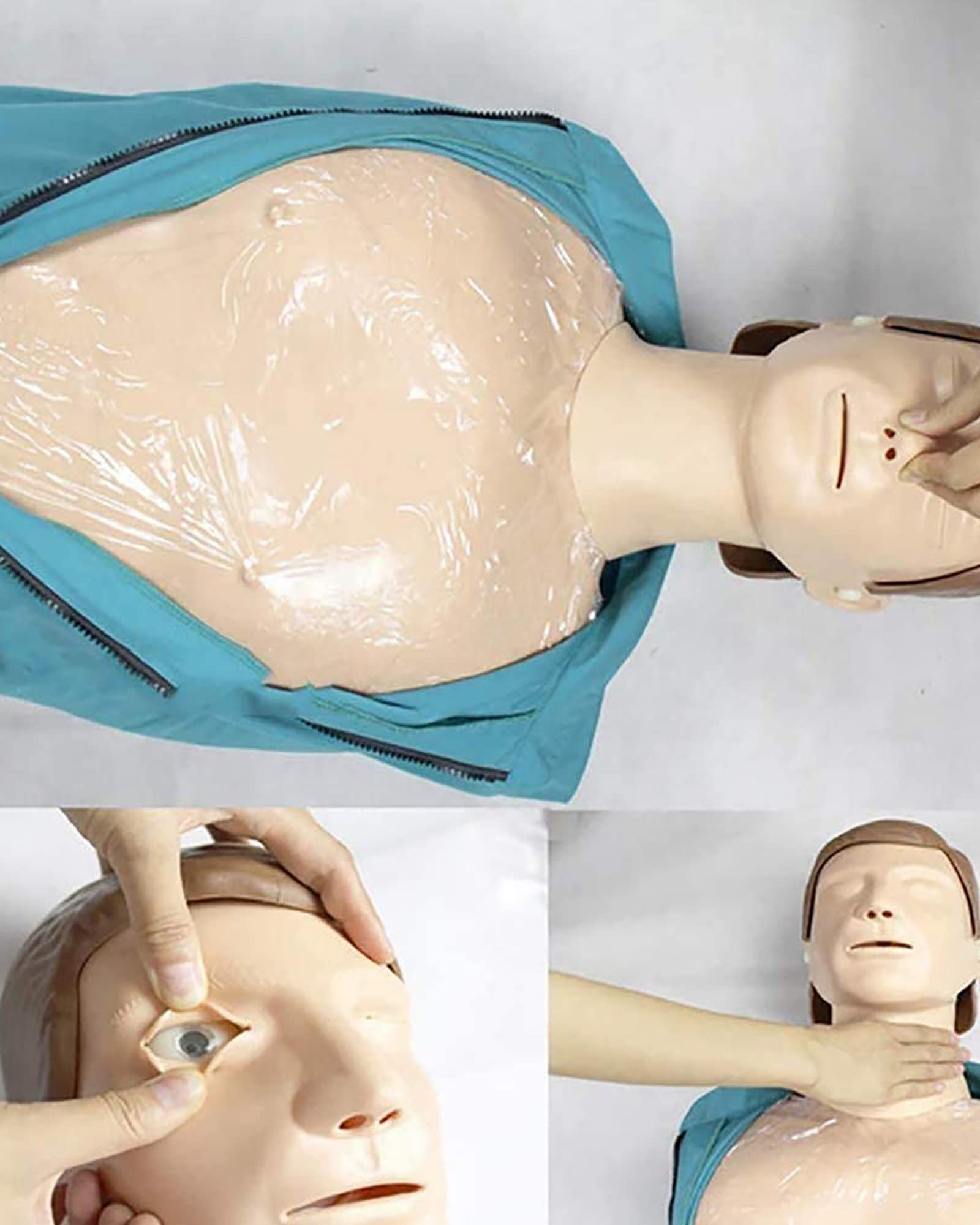 Mannequin de Formation de Premiers Secours en RCR Demi-Corps avec défibrillateurs Simulateur de réanimation Cardio-pulmonaire Adulte Modèle d'étude de la Respiration Artificielle