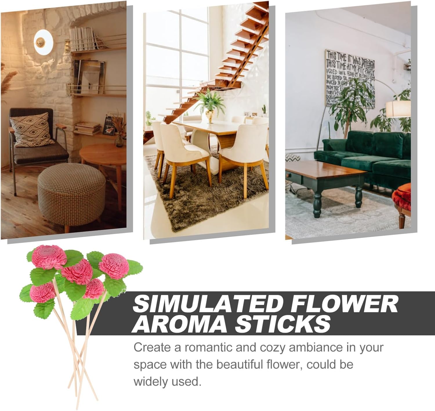 HOMSFOU Aromatherapy Dried Flower Rattan Reed Diffuser Sticks Replacement for Essential Oil Diffuser Home Fragrance Decor Wedding Living Room Ambiance 9.64X1.96X1.18In - Image 8