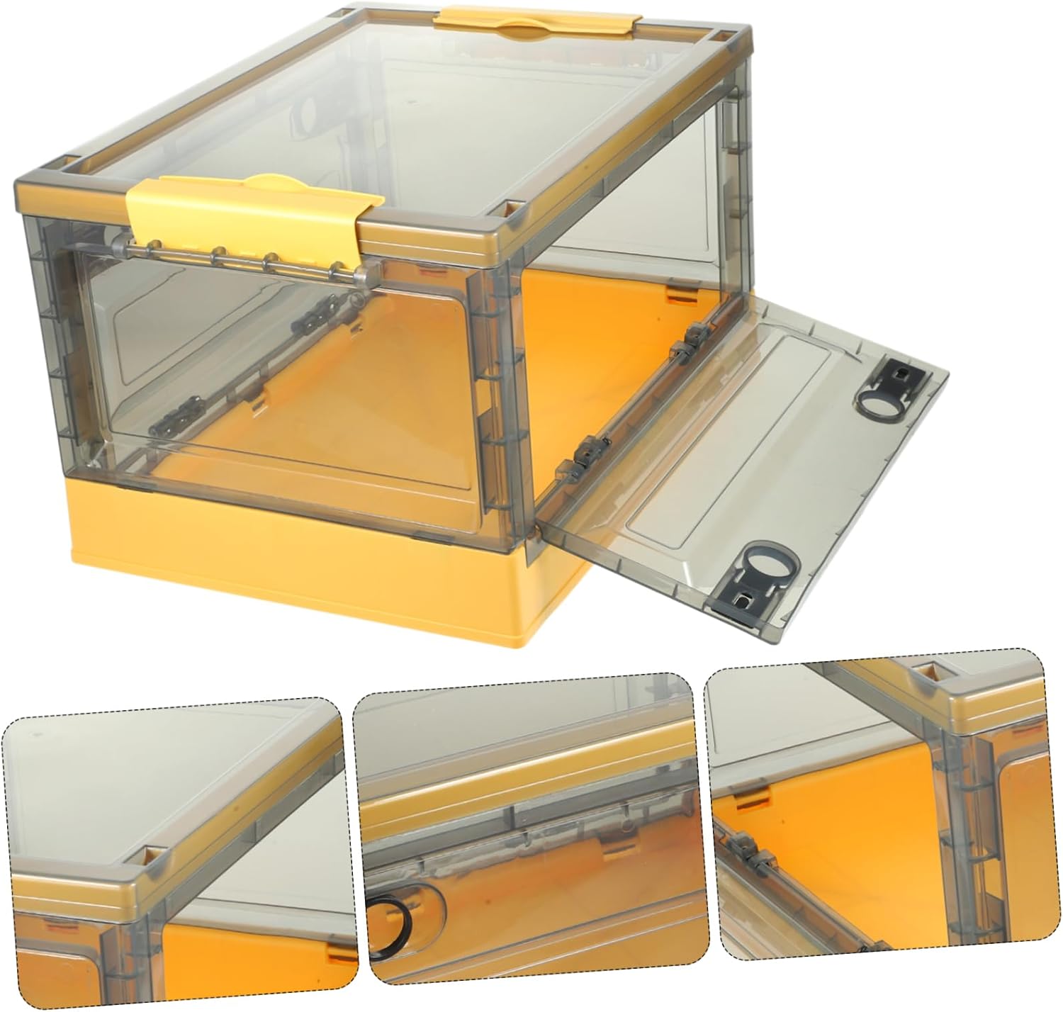 OUNONA Large Capacity Transparent Plastic Storage Box with Lid Wear Resistant Household Organizer for Clothes Snacks Books Medium for Bedroom Kitchen Living Storage