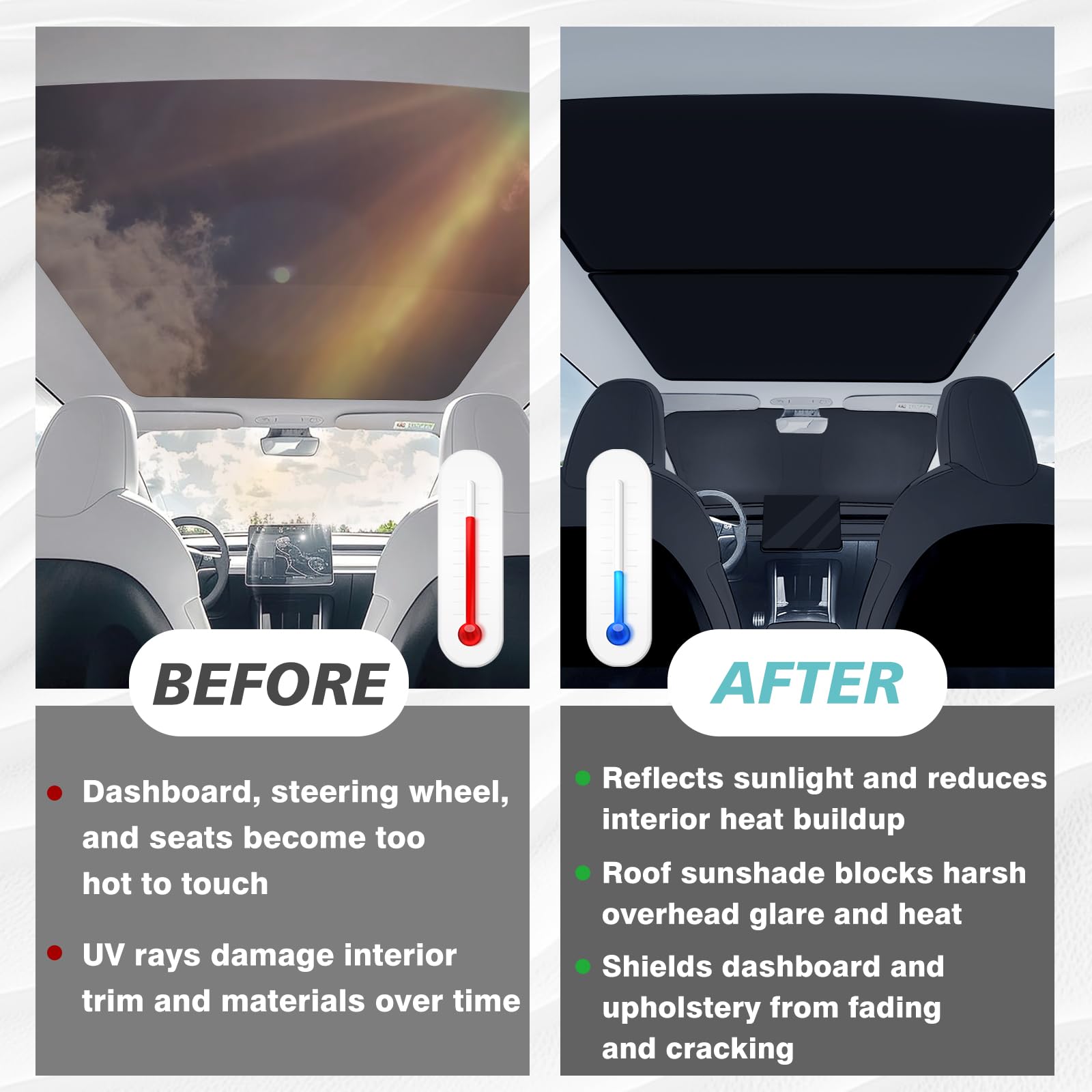 BestEvMod - Lot de 3 pare-soleils pour pare-brise et toit compatibles avec le nouveau modèle Tesla Y Juniper 2026 2025, pare-soleil pliable, protection contre la chaleur et les UV, pare-soleil avec