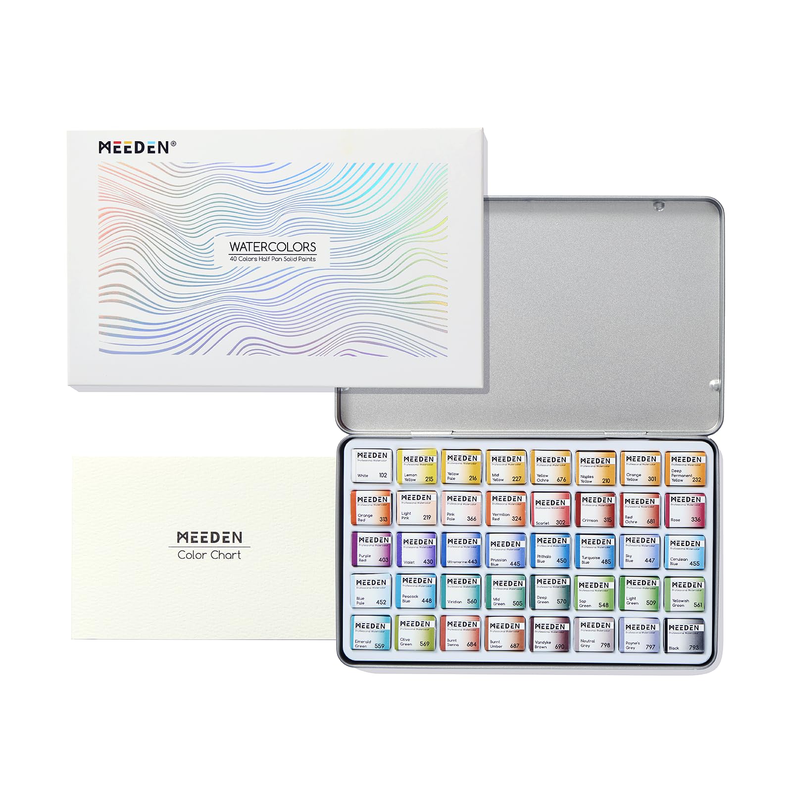 MEEDEN Kit de peinture aquarelle professionnelle 40 couleurs semi-humides