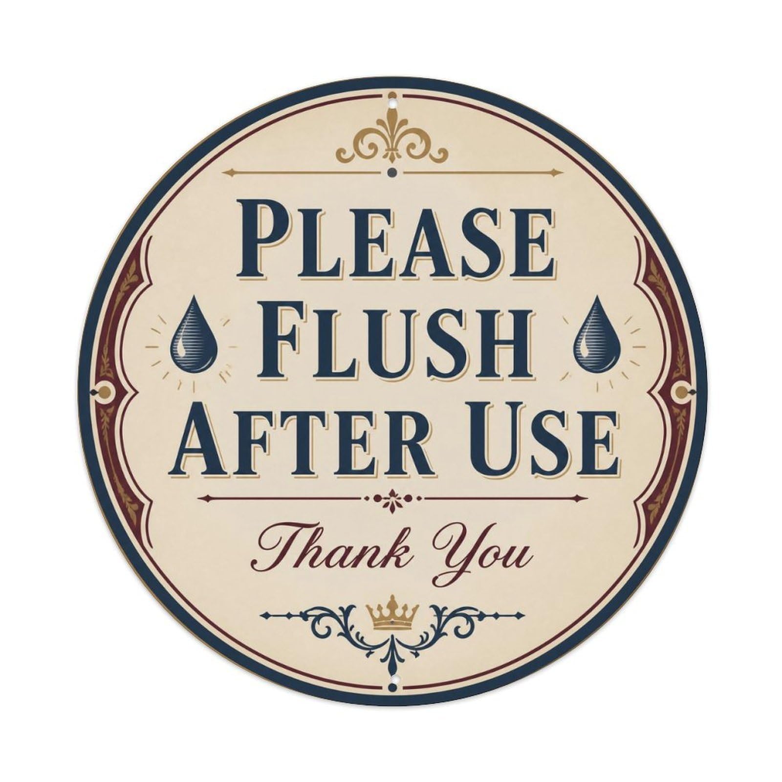 Olyhtr 8X8inch Classic Style Typography Traditional Bathroom Humor Flush British Metal Tin Sign