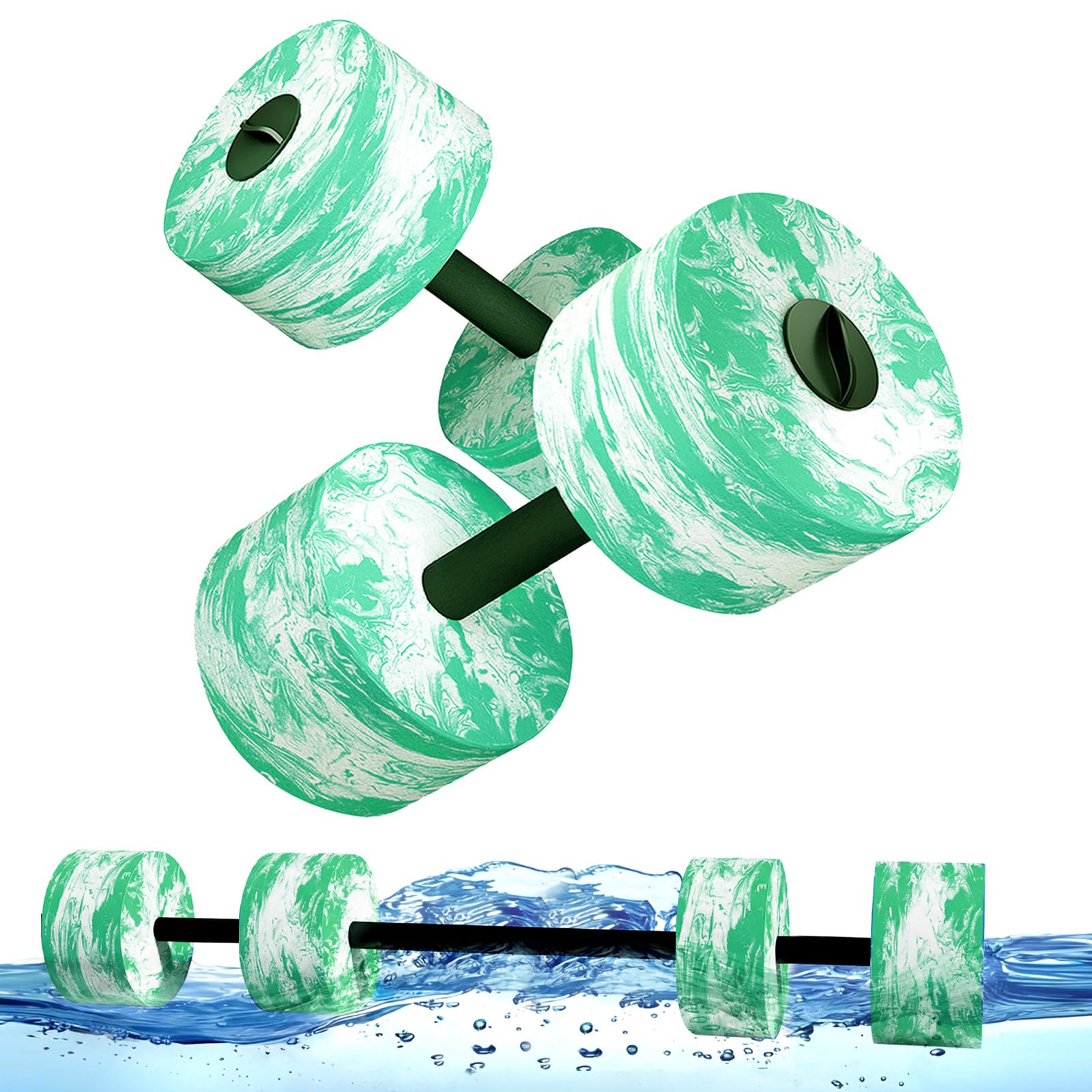 HAPBEAR 3-in-1 Aquatic Exercise Dumbbells, Adjustable Water Weights for Pool Exercise, High-Density EVA Foam Barbell for Water Aerobics Equipment, Physical Therapy & Joint-Friendly Strength Training