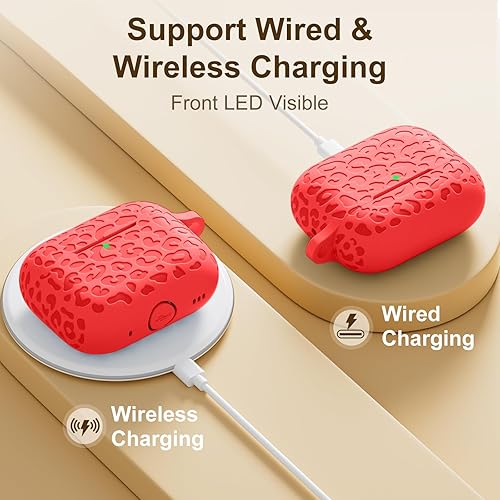 Vista 207 de Funda para Airpods de 2ª y 1ª, silicona suave, leopardo, compatible con Apple AirPods de 2ª/1ª generación de carga con llavero, a prueba de golpes