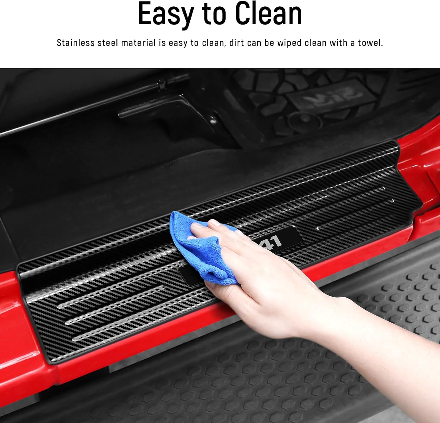 YOJOJOCO Door Sill Guards Compatible with Jeep Wrangler JL JLU 2018-2026 & Gladiator JT 2020-2026 Accessories Stainless Steel Material Carbon Fiber Texture Door Sill Protector (2-Door) 2-Door (Carbon Fiber Texture)