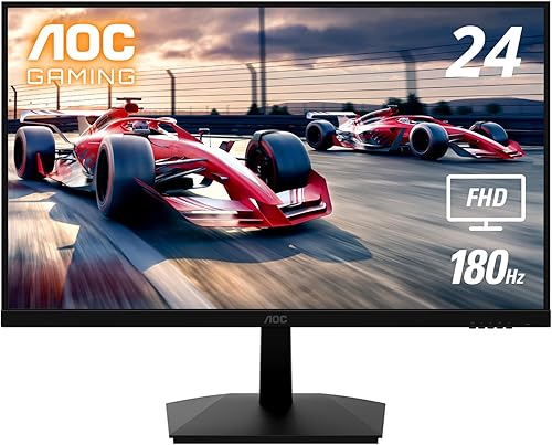 AOC Monitor para juegos 24G15N de 24 pulgadas, FHD 1920 x 1080, 180 Hz 1 ms, 1 HDMI 2.0, 1 puerto de pantalla, sin marco de 3 lados, AMD FreeSync,