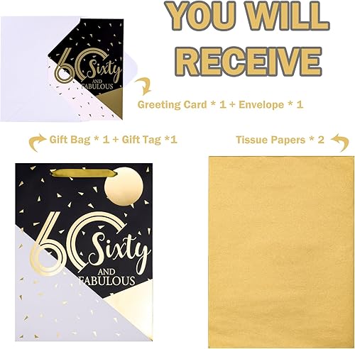 Vista 31 de WRAPAHOLIC Bolsa de regalo de cumpleaños grande de 13 pulgadas con tarjeta y papel de seda - 16 cumpleaños