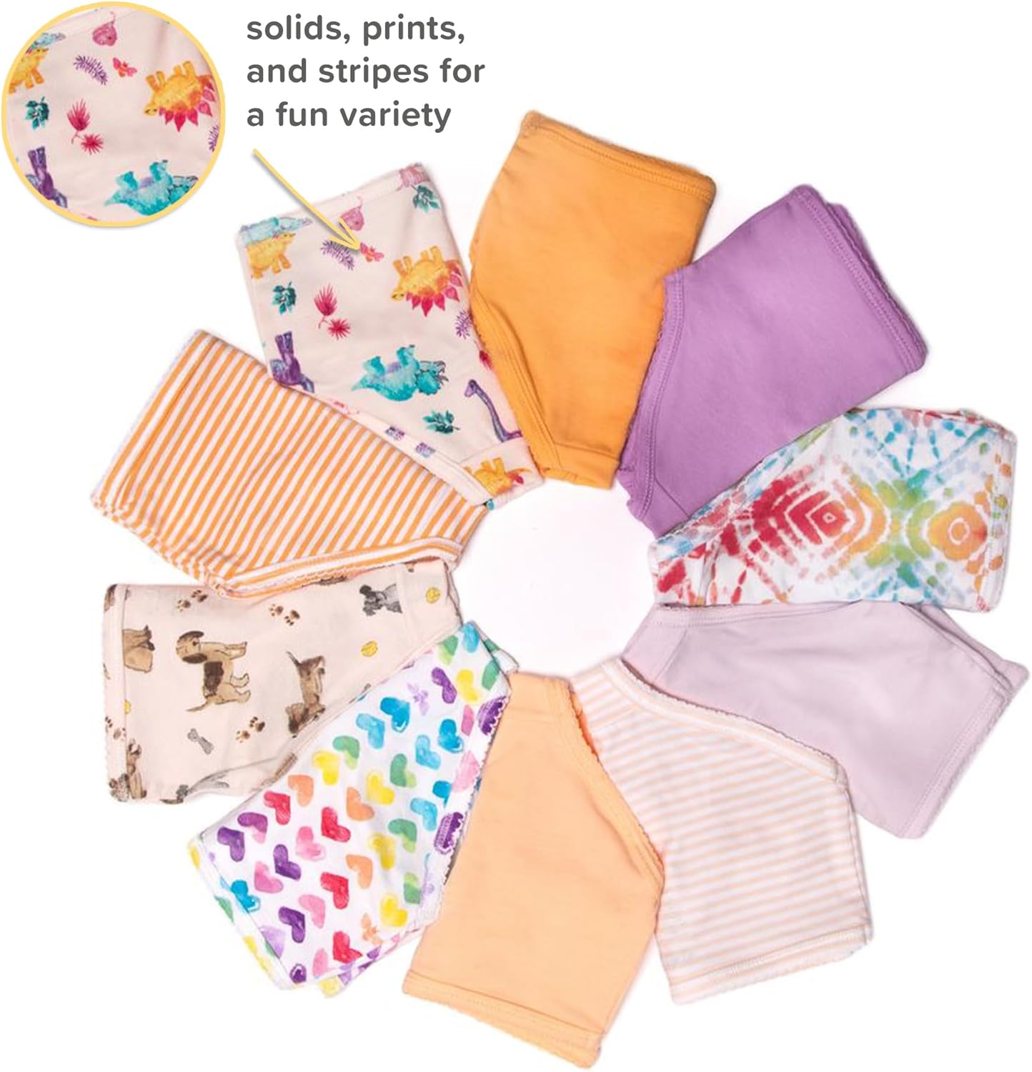 Burt's Bees Baby Toddler Girls' Underwear Set of 5 - Solids, Stripes,Prints, Tag-Free with Sizes for 2T to 8 Years Old - Image 6