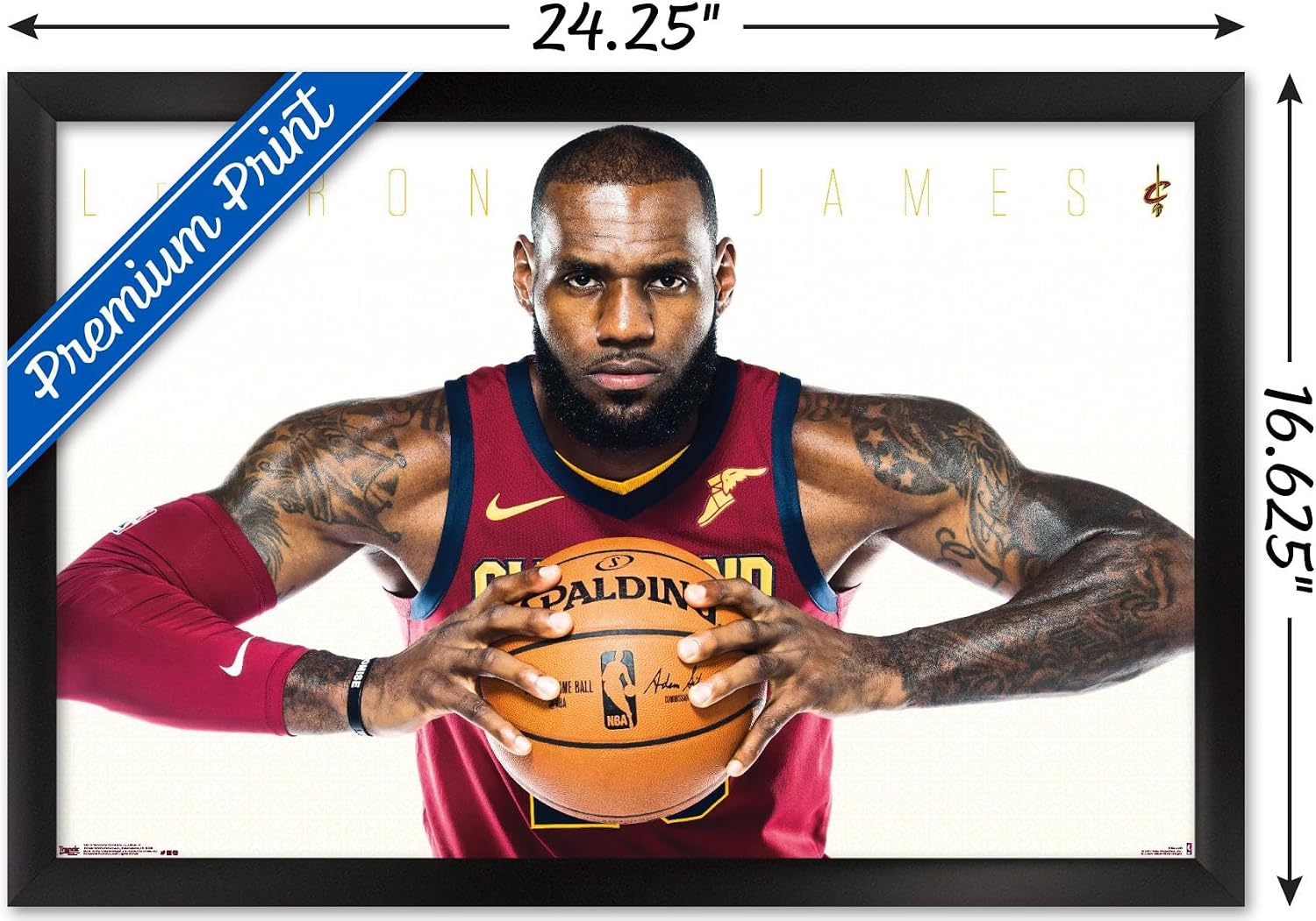 Trends International NBA Cleveland Cavaliers - Lebron James Wall Poster, 14.725" x 22.375", Black Framed Version